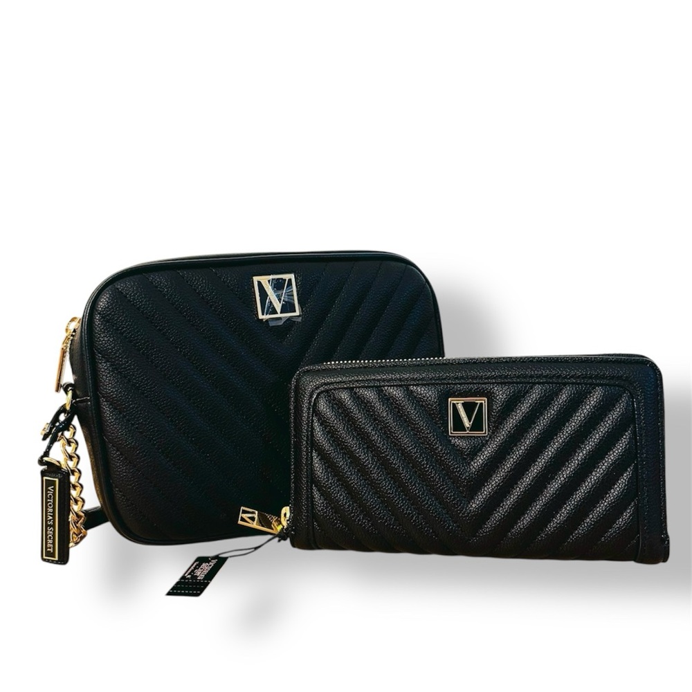 Victoria’s Secret Camera Crossbody Bag & Continental Wallet Black Logo VS - Picture 6 of 11